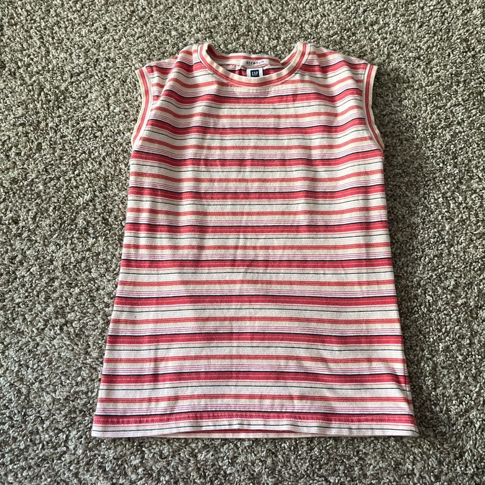 GAP Red and White Striped Tank Top
